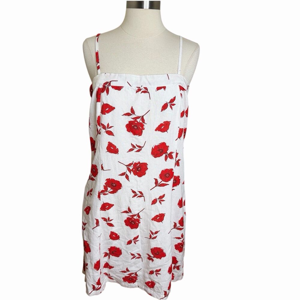 Japna XL White Floral Cotton Sundress Smocked Back Cottagecore Removable Straps